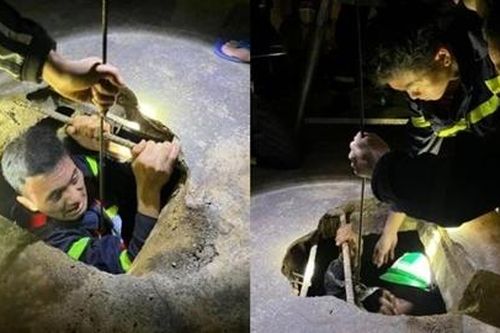 Cảnh sát cứu hai cha con rơi xuống giếng