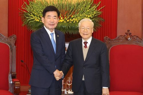 Tổng Bí thư Nguyễn Phú Trọng tiếp Chủ tịch Quốc hội Hàn Quốc