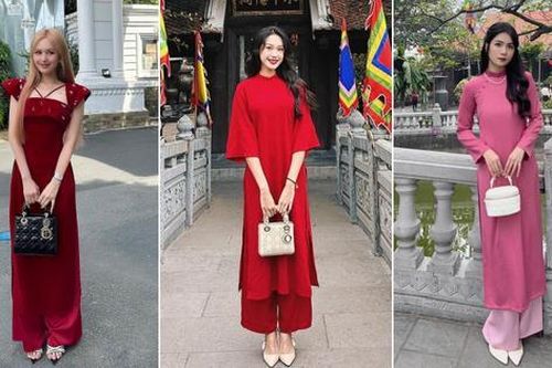 Dàn hot girl xúng xính áo dài đón năm mới