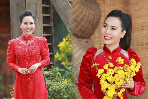 Đẹp tựa nàng xuân hồng, nữ CEO đón năm mới khoe sắc với áo dài đỏ rực rỡ