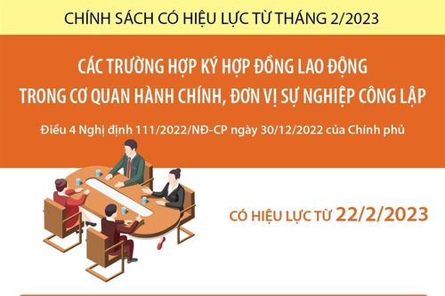 Chính sách có hiệu lực từ tháng 2/2023: Các trường hợp ký hợp đồng lao động trong cơ quan hành chính