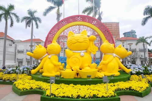 Tặng linh vật mèo tại đường hoa Xuân Đà Nẵng cho các trường mầm non