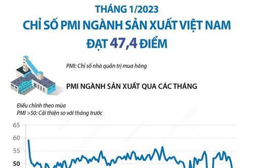 Chỉ số PMI ngành sản xuất Việt Nam đạt 47,4 điểm
