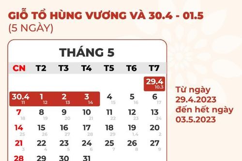 Nghỉ liên tục 5 ngày dịp Giỗ tổ Hùng Vương liền kề ngày 30/4 - 1/5