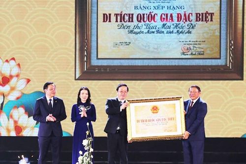 Đền Vua Mai Hắc Đế được công nhận Di tích Quốc gia đặc biệt