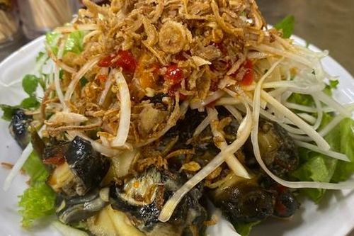Mê mẩn đặc sản gỏi ốc bươu chợ Cồn