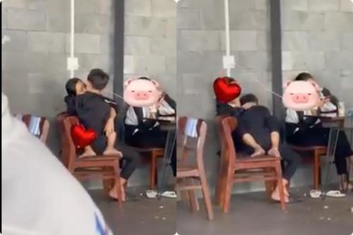 Cặp đôi học sinh hôn nhau tại quán cafe khiến netizen 'nóng mắt'