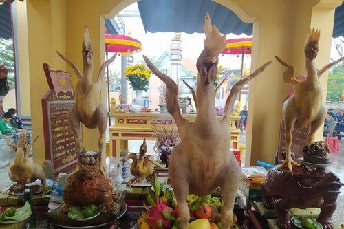 Độc đáo 'gà bay' trong mâm cúng rằm tại miền Trung