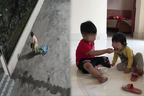 Xót xa hình ảnh 2 đứa trẻ không mẹ, anh trai mới 3 tuổi đã phải thay cha chăm sóc em gái