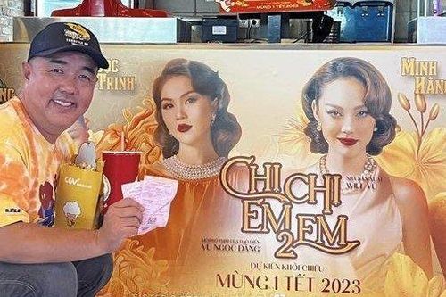 Bị Ngọc Trinh 'nhắc nhở', Quốc Thuận liền ra rạp xem phim 'Chị chị em em 2'
