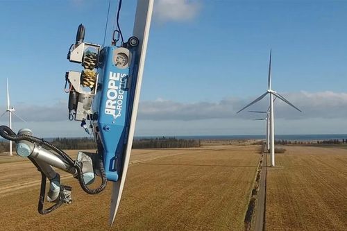 Công ty Đan Mạch cung cấp dịch vụ robot sửa chữa cánh quạt tua-bin điện gió tích hợp AI