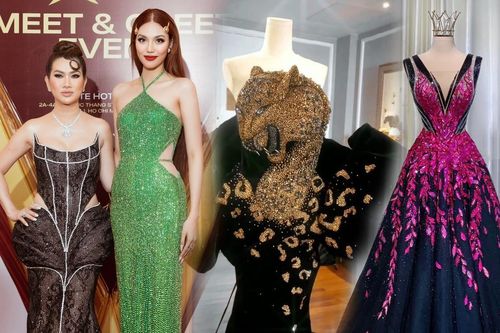 Giám khảo tỷ phú của Miss Charm gây 'khó thở' với váy chấm thi: Lồng lộn bằng 10 thí sinh gộp lại!