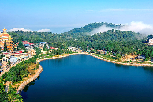 Bức tường lá đỏ chùa Vạn Linh