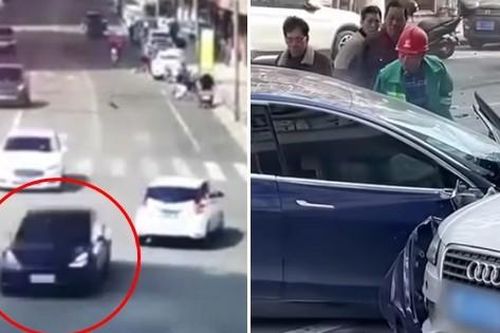 Kinh hoàng video xe Tesla mất kiểm soát phóng như bay rồi va chạm với xe Audi ở Trung Quốc