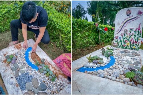 Gần đến sinh nhật của con gái đã mất 3 năm, ba tự tay trang trí lại ngôi mộ làm quà tặng con