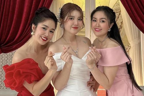 Lê Phương 'lên đồ' dự đám cưới, dân mạng thảng thốt: 'Không biết ai là cô dâu luôn'