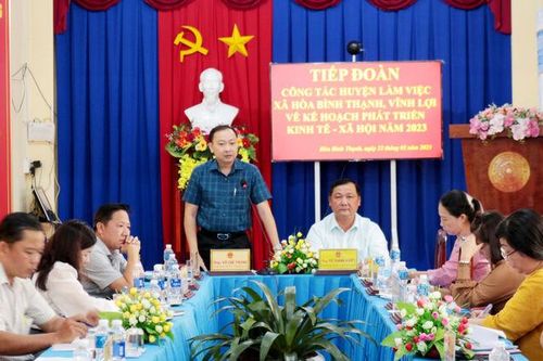 Lãnh đạo Châu Thành làm việc với 2 xã Hòa Bình Thạnh và Vĩnh Lợi về nhiệm vụ phát triển kinh tế - xã hội