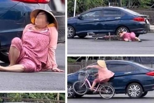Làm rõ clip người phụ nữ chạy xe đạp ngược chiều, tông ô tô gây 'bão mạng'