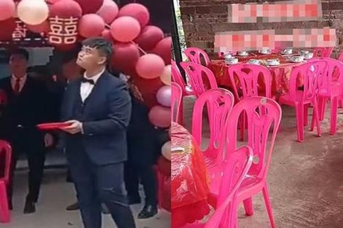 Chú rể tội nghiệp đứng nhìn trời vì làng có 3000 người nhưng không một ai đến dự đám cưới, bố đẻ cũng chẳng thèm tới