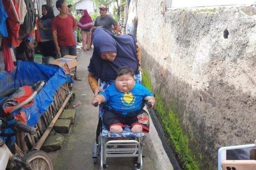 Bé trai 16 tháng tuổi nặng 27 kg, mặc vừa quần áo người lớn