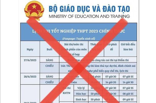 Mạo danh Bộ Giáo dục và Đào tạo công bố lịch thi chi tiết