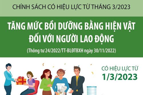 Từ 1/3, tăng mức bồi dưỡng bằng hiện vật đối với người lao động