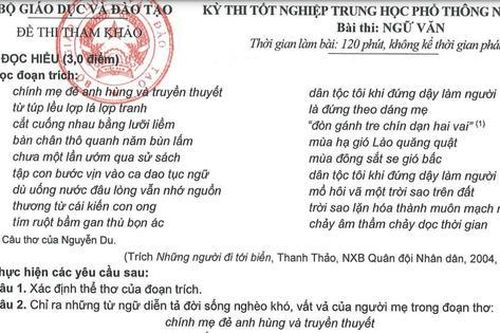 Đề thi tham khảo môn Ngữ văn: An toàn và chưa có sự đột phá