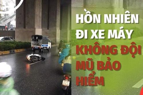 Tiềm ẩn nguy cơ học sinh không đội mũ bảo hiểm khi đi xe gắn máy