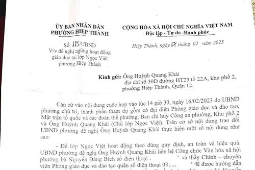 TP Hồ Chí Minh: Lớp học tình thương Ngọc Việt ngừng hoạt động để xin chính quyền cấp phép