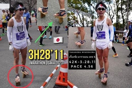 VĐV Nhật Bản chạy marathon dưới 3 giờ 30 phút với guốc