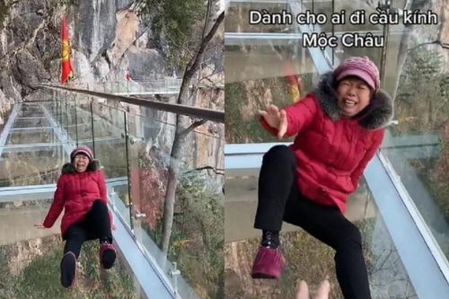 Đi cầu kính dài nhất thế giới, bà cô khiến netizen cười ngất