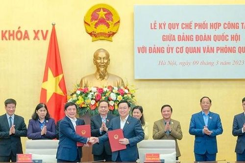 Đảng đoàn Quốc hội và Đảng ủy cơ quan Văn phòng Quốc hội ký Quy chế phối hợp công tác