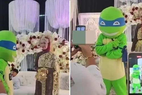Mặc đồ Ninja Rùa để giấu cảm xúc khi đi ăn cưới người yêu cũ, chàng trai được khen tinh tế