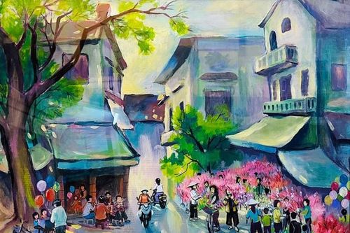 Họa sĩ Lê Tiến Vượng cùng triển lãm 'Sắc màu phố - quê'