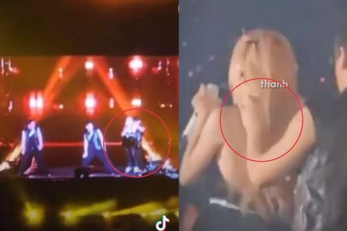 Nữ ca sĩ nổi tiếng bị đứt áo trước hàng nghìn khán giả