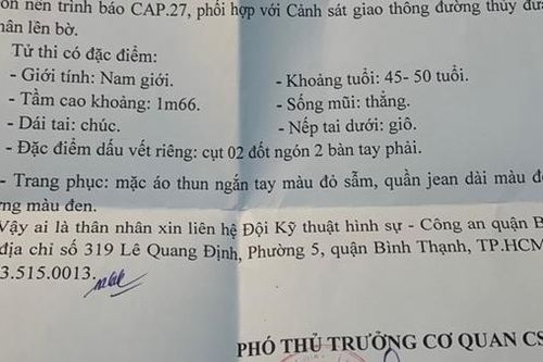 Thi thể nam giới trôi sông gần 1 tháng chưa có người thân đến nhận