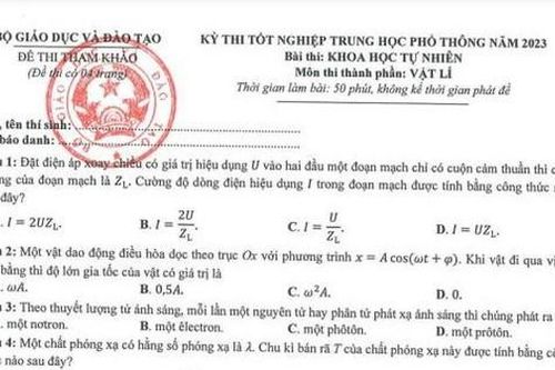 Đề thi tham khảo môn Vật lí kì thi tốt nghiệp cần đánh giá đúng năng lực