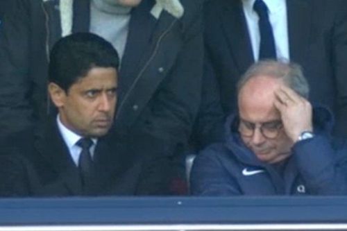 Biểu cảm của lãnh đạo PSG ở trận thua Rennes
