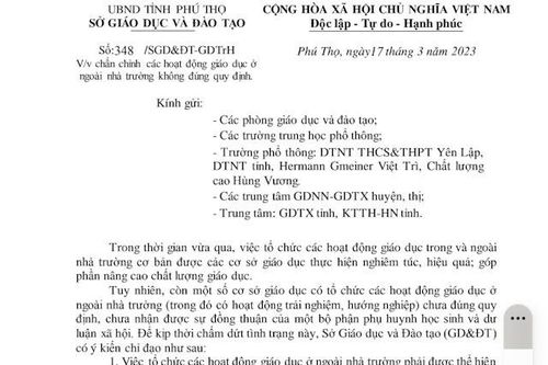 Phú Thọ: Chấn chỉnh các hoạt động giáo dục ở ngoài trường học không đúng quy định