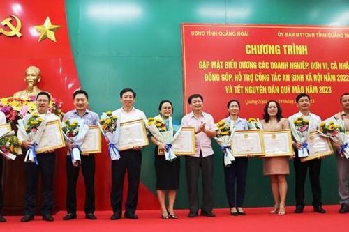 Quảng Ngãi: Biểu dương các doanh nghiệp, đơn vị, cá nhân hỗ trợ công tác an sinh xã hội
