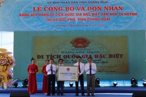 Quảng Ngãi: Đón nhận Bằng xếp hạng di tích quốc gia đặc biệt Văn hóa Sa Huỳnh