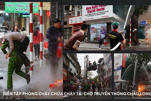 Xem Cảnh sát PCCC cùng người dân diễn tập chữa cháy cứu người tại chợ truyền thống lâu đời ở Hà Nội