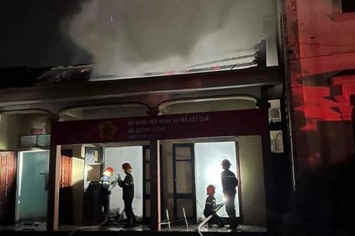 Quỳnh Lưu (Nghệ An): Cháy khu vực Bộ phận 'một cửa' của xã Quỳnh Lương trong đêm, thiêu rụi nhiều tài liệu