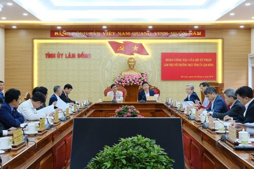 Bộ trưởng Lê Thành Long làm việc với Thường trực Tỉnh ủy Lâm Đồng