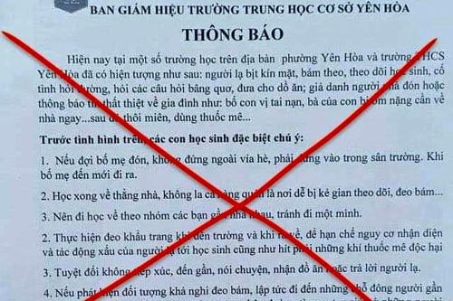 Không có sự việc người lạ bịt mặt dùng thuốc mê, thôi miên học sinh ở Cầu Giấy