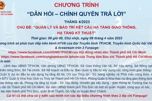 Chương trình 'Dân hỏi - Chính quyền trả lời' tháng 4-2023: Quản lý và bảo trì kết cấu hạ tầng giao thông, hạ tầng kỹ thuật