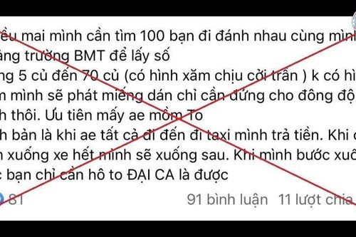 Đăng tin tuyển người đi đánh nhau trên Facebook để câu 'like'