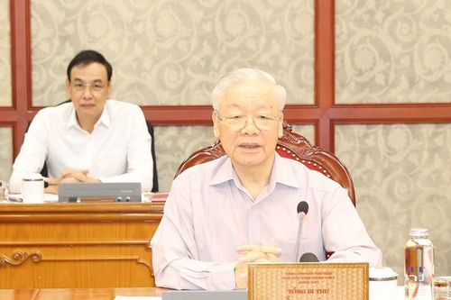 Hình ảnh Tổng Bí thư Nguyễn Phú Trọng chủ trì cuộc họp Bộ Chính trị, Ban Bí thư