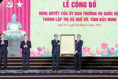 Công bố Nghị quyết thành lập thị xã Quế Võ, tỉnh Bắc Ninh