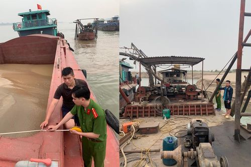 Liên quân tuần tra trên sông Hồng, phát hiện nhóm 'cát tặc' đang lén lút hoạt động